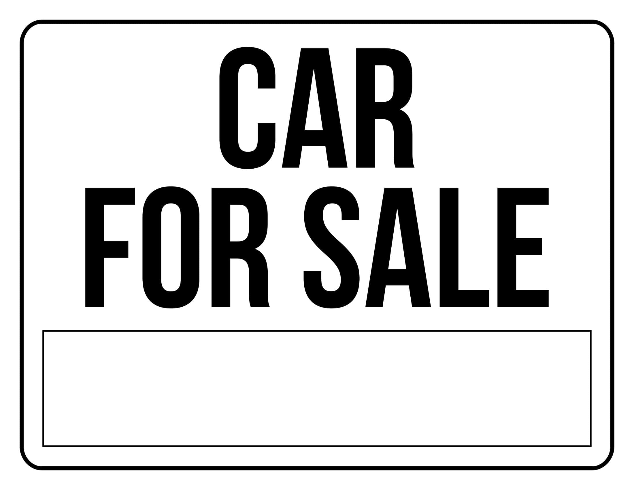 Printable Car For Sale Sign Template