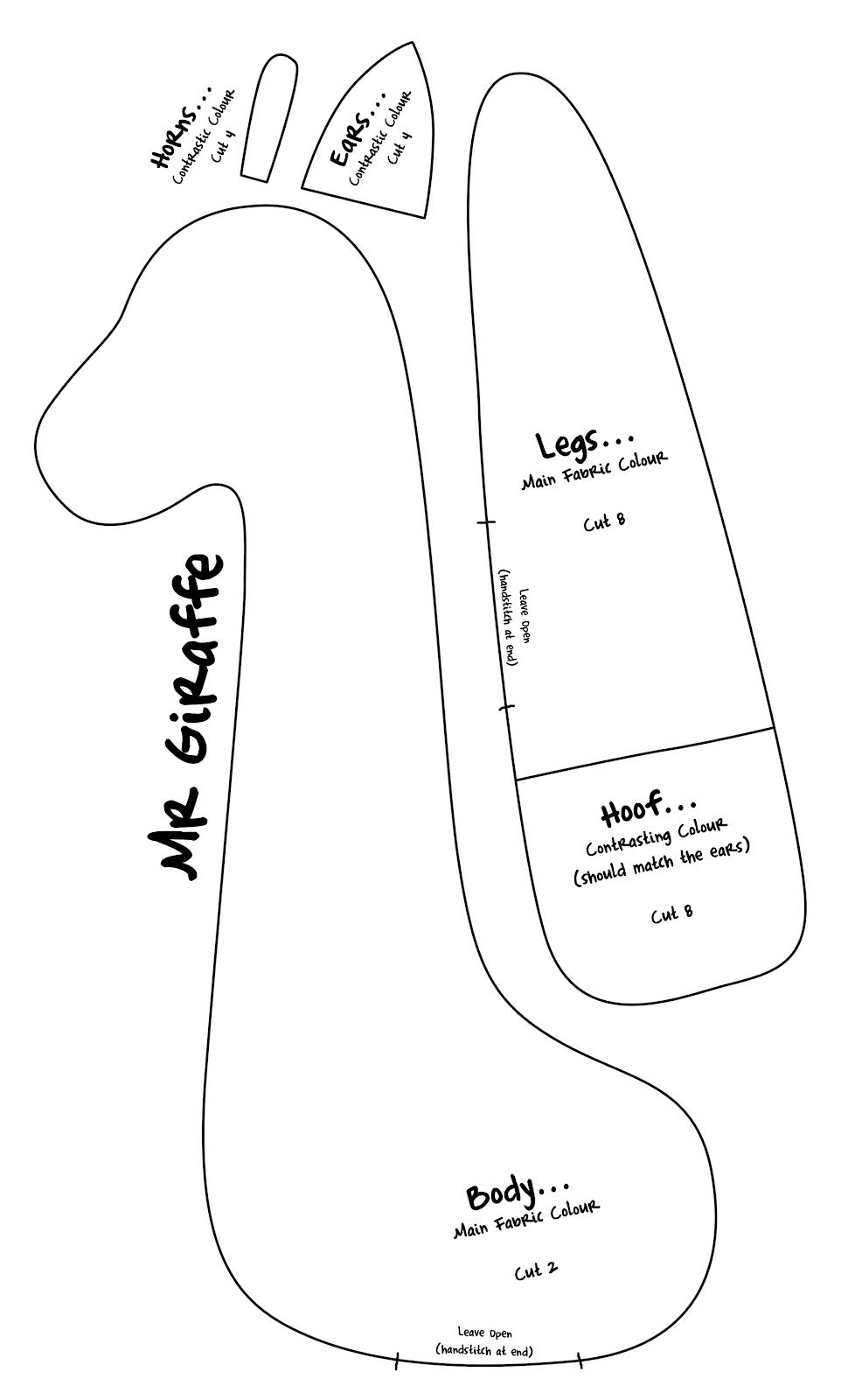 Free Printable Giraffe Sewing Patterns