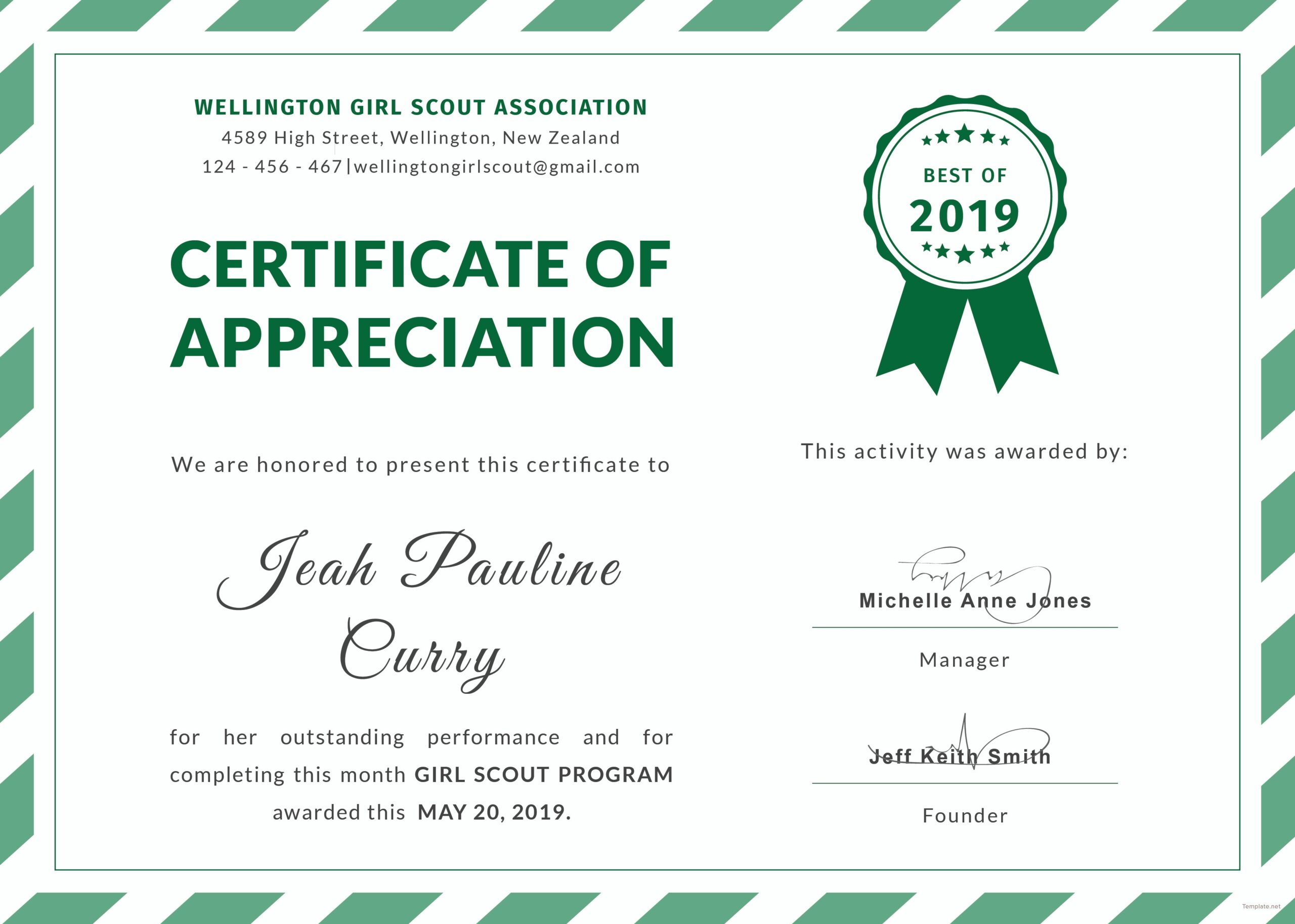 Free Printable Girl Scout Certificates
