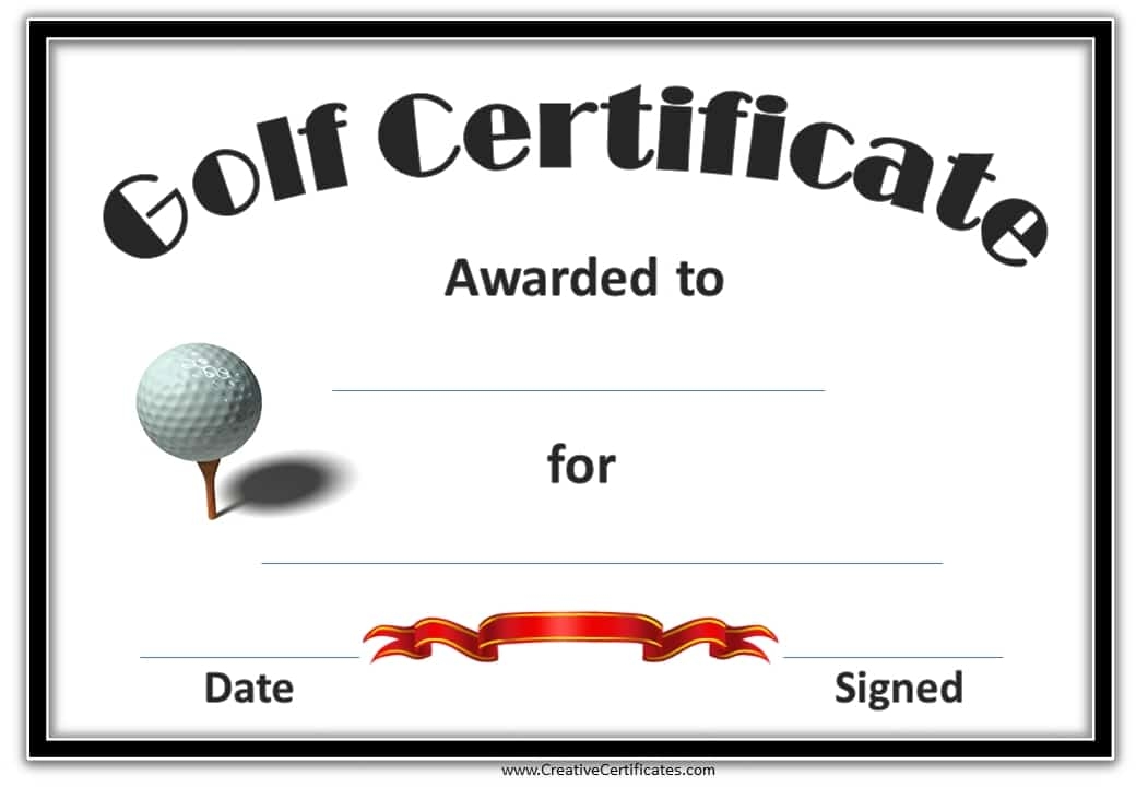 Printable Golf Gift Certificate