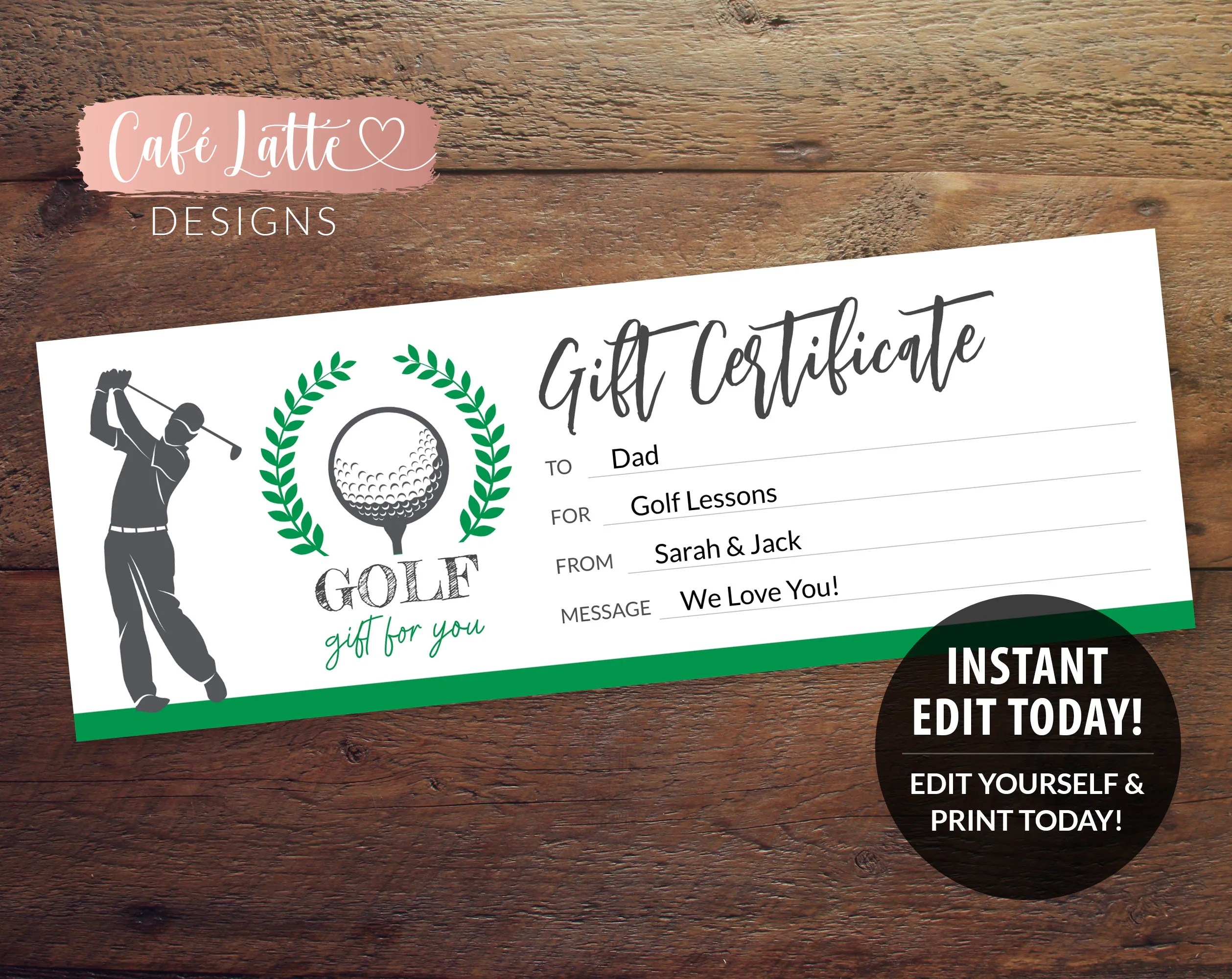 Free Printable Golf Gift Certificate Template How To Edit This Gift 