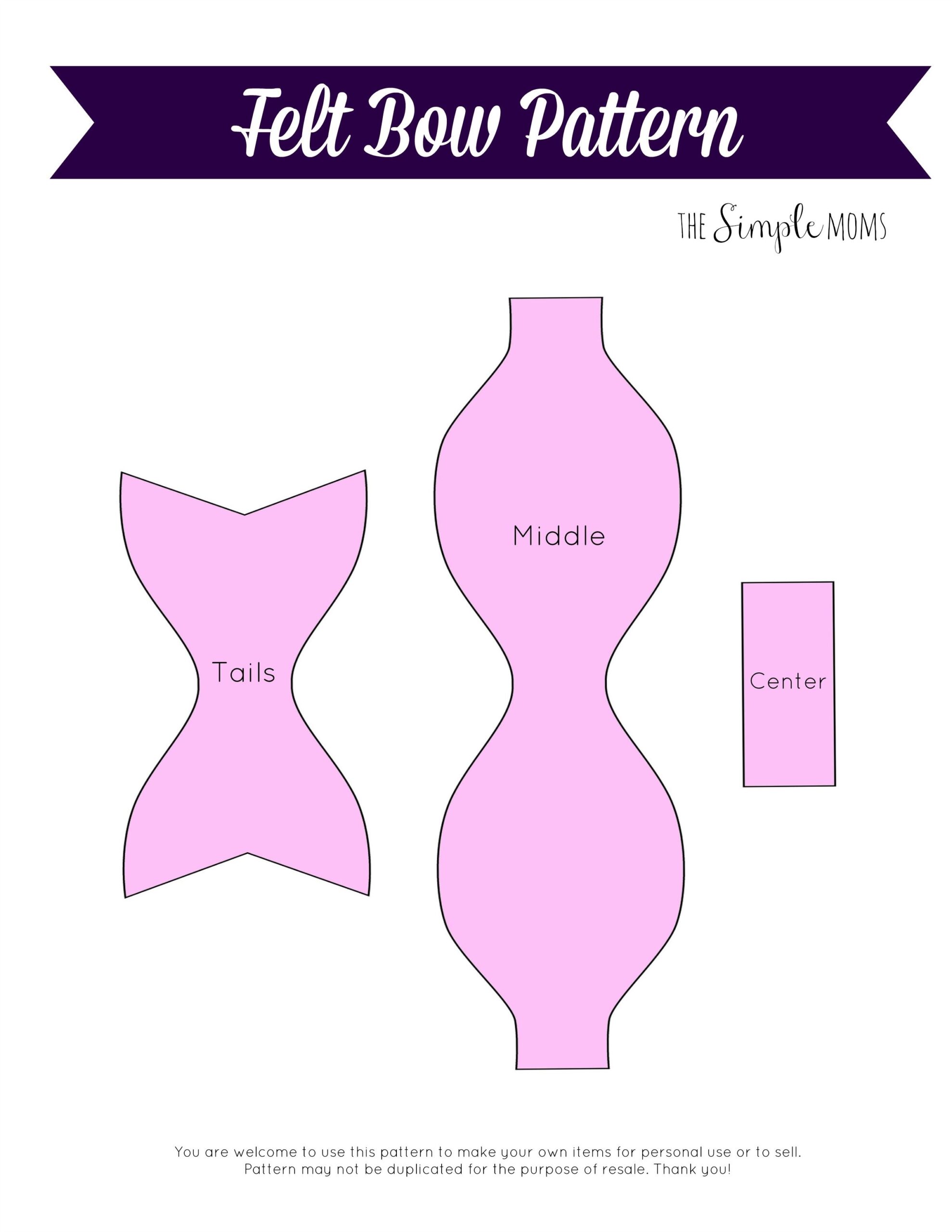 Free Printable Hair Bow Template Hair Bow Template SVG DXF PDF With 