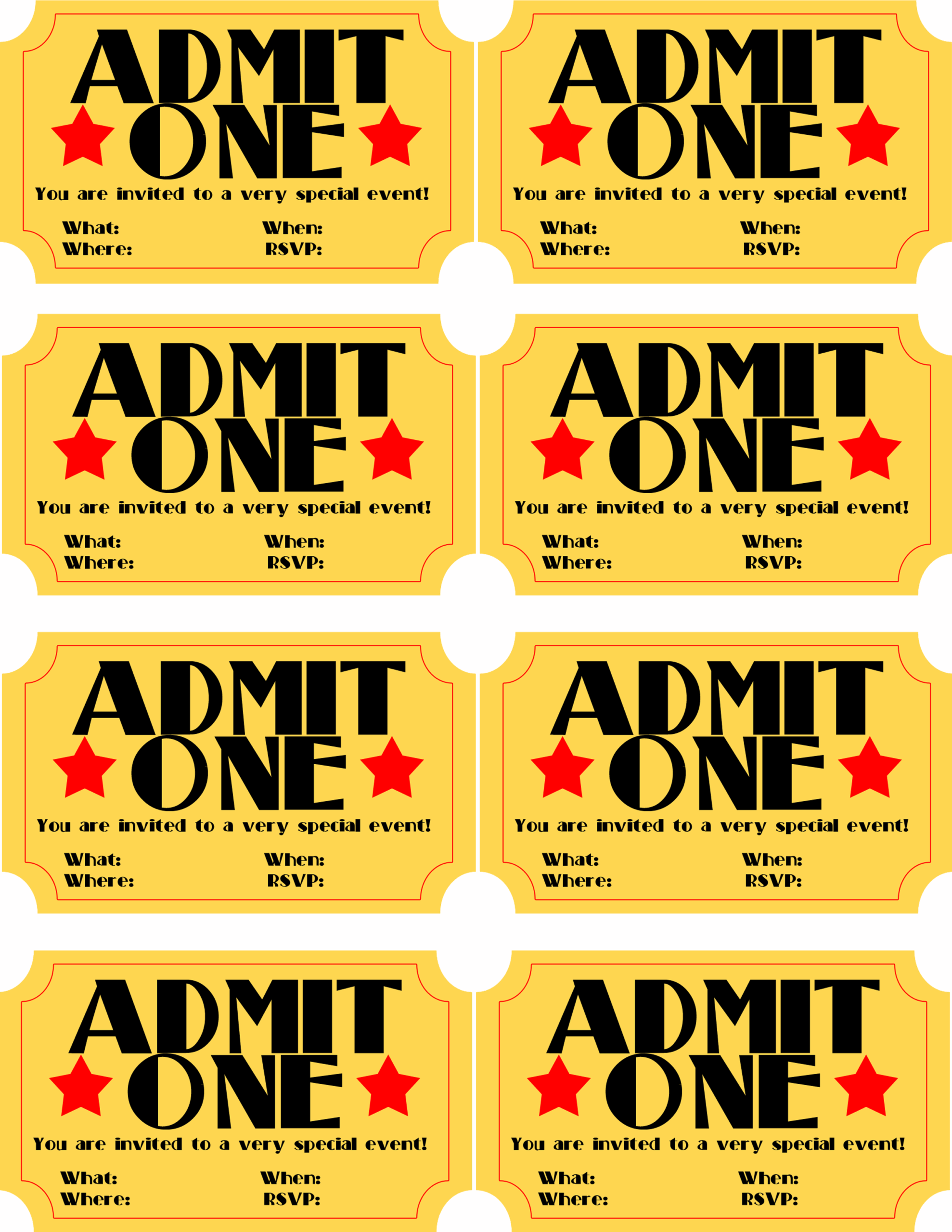 Movie Ticket Invitation Template Free Printable