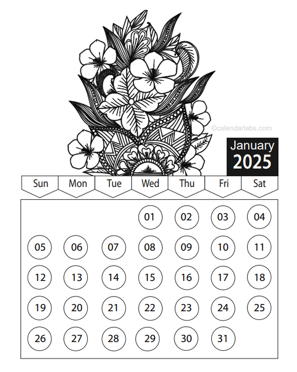 Free Printable Kids Coloring Calendar 2025 Wren Salsabil