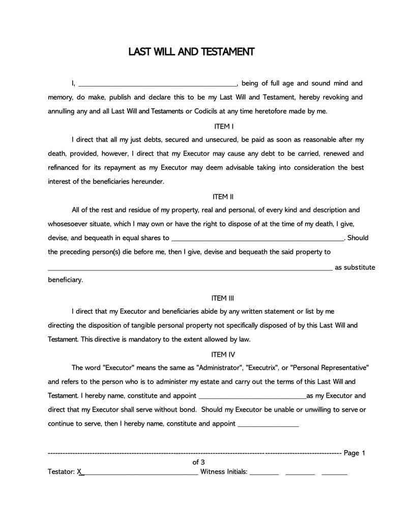 Best Website For Free Printable Last Will Forms