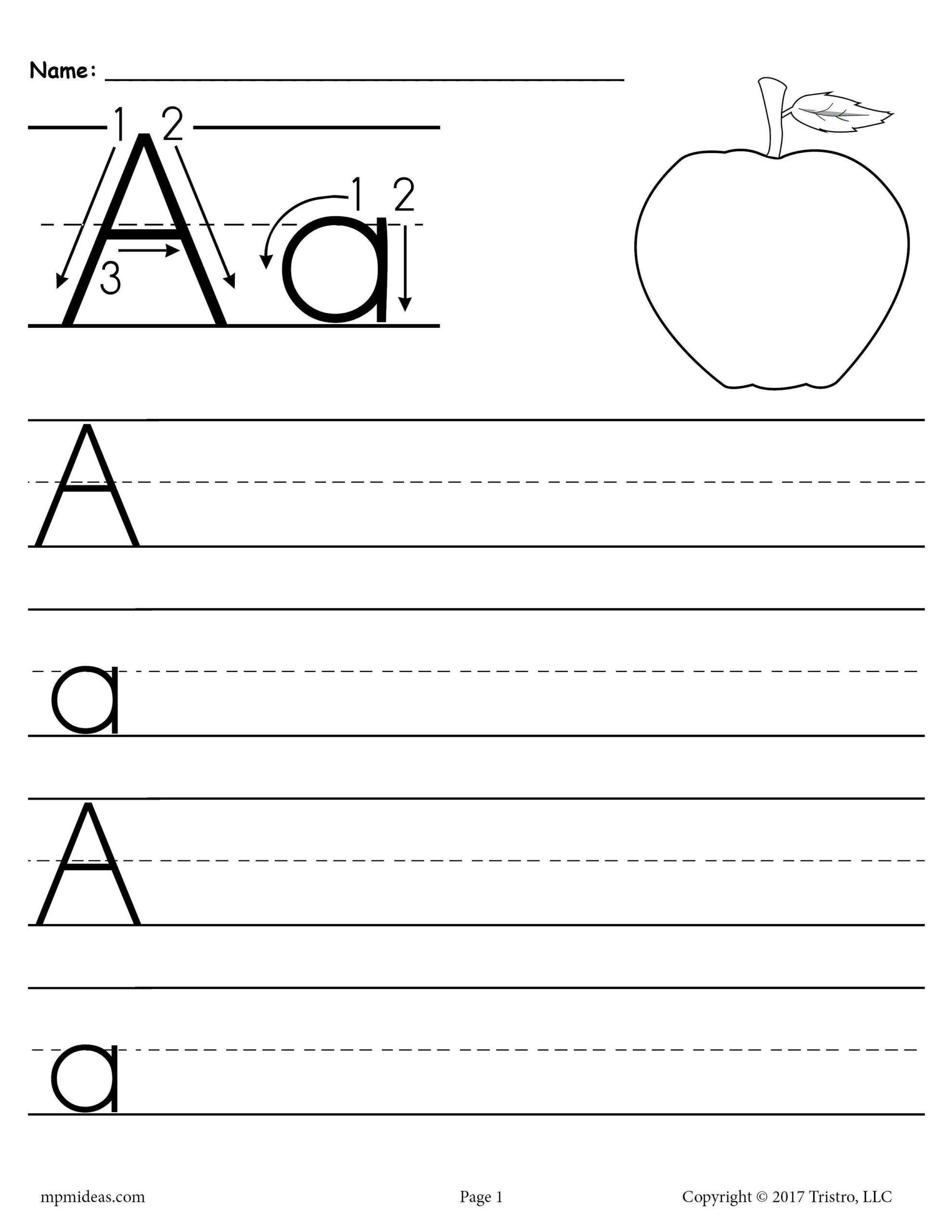 FREE Printable Letter A Handwriting Worksheet Alphabet Writing 