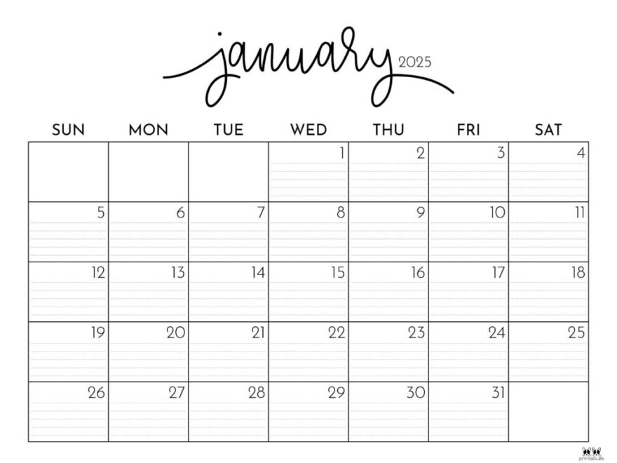 Free Printable Lined Calendar 2025 Printable Calendars