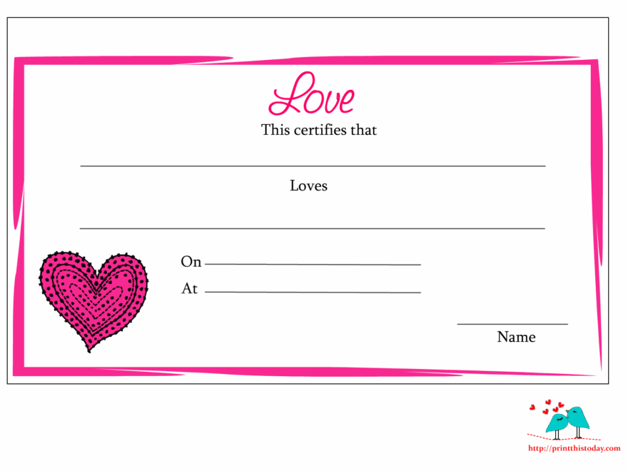 Free Printable Love Certificates