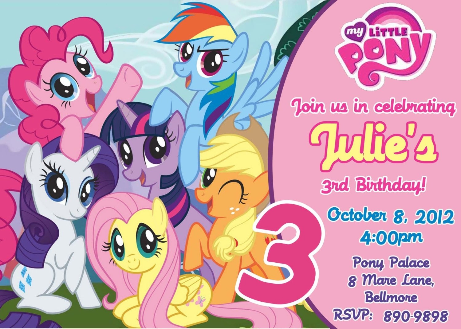FREE Printable My Little Pony Birthday Invitations Download Hundreds 