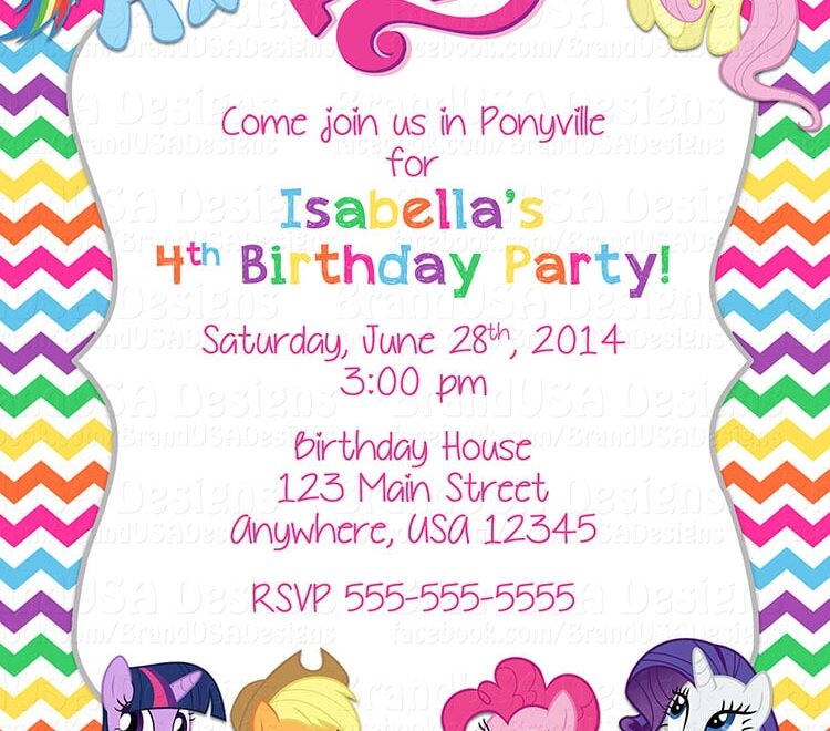 FREE Printable My Little Pony Birthday Invitations Download Hundreds