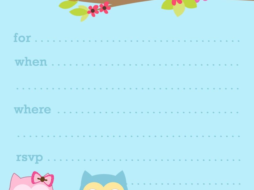 Free Printable Party Invitations Cute Owl Invitations