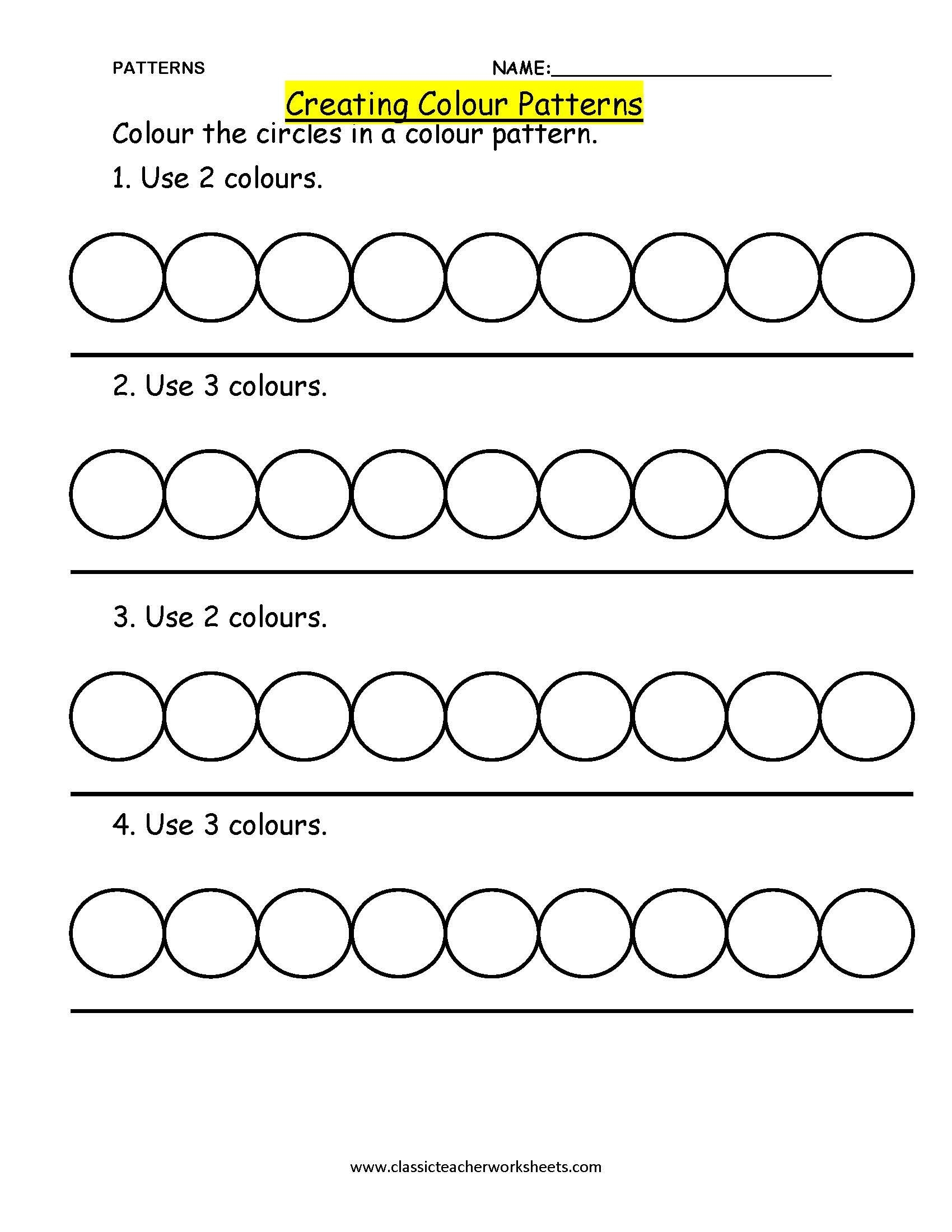Free Printable Coloring Pattern Worksheets