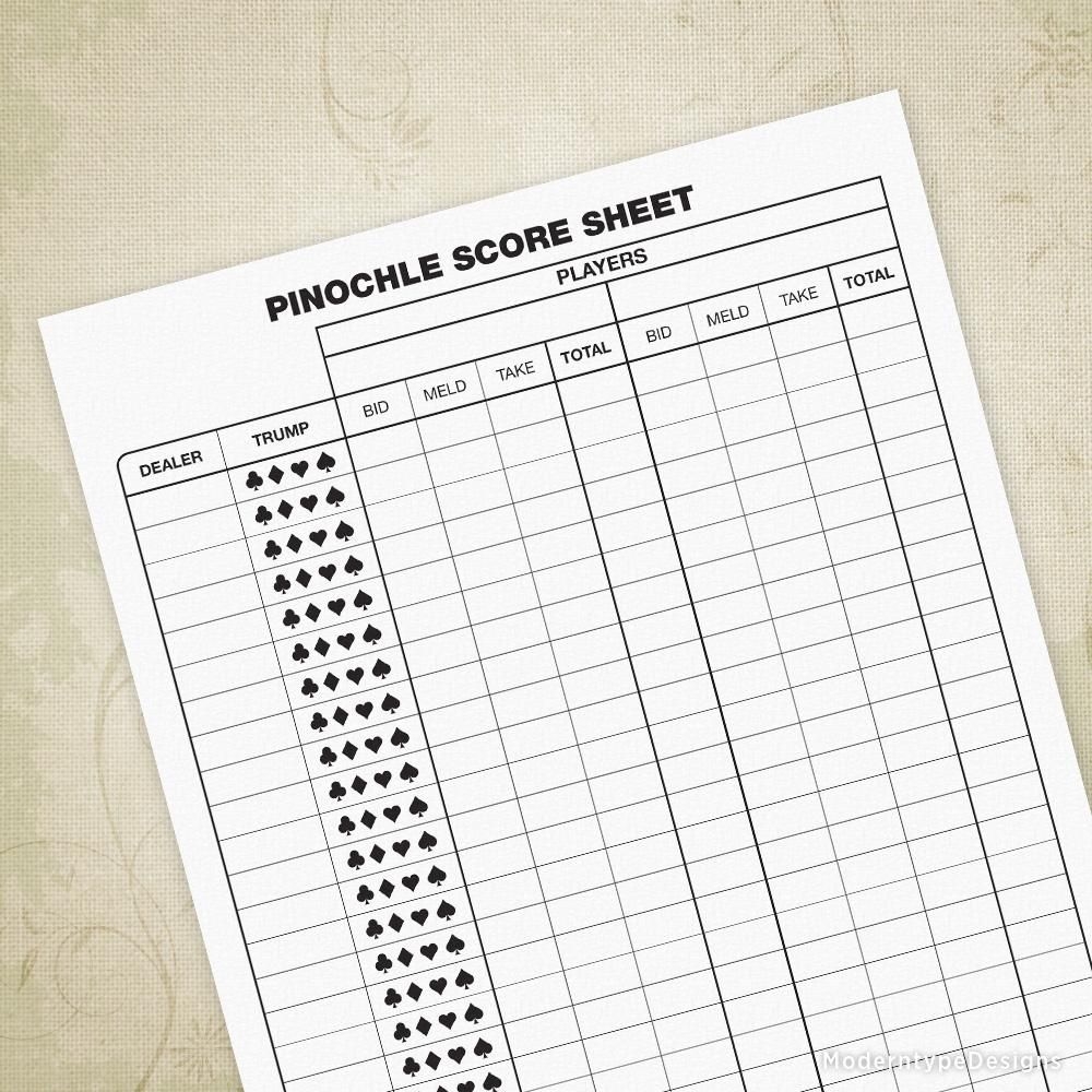 Free Printable Pinochle Score Sheet