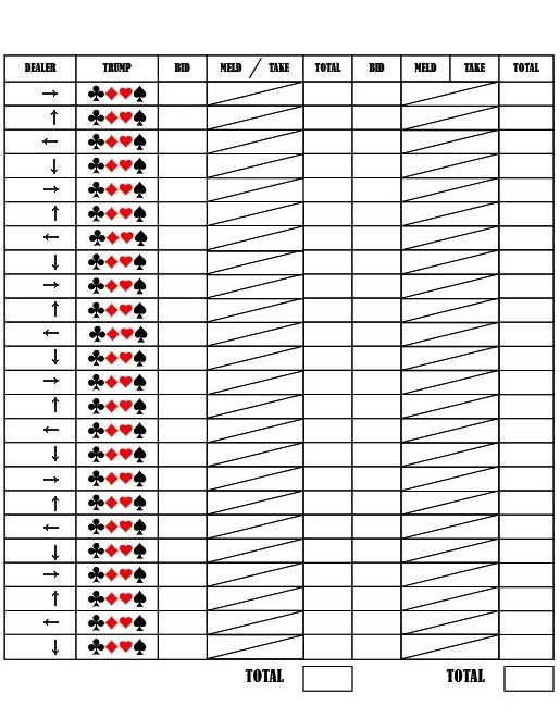 Free Printable Pinochle Score Sheets PDF Printables Hub