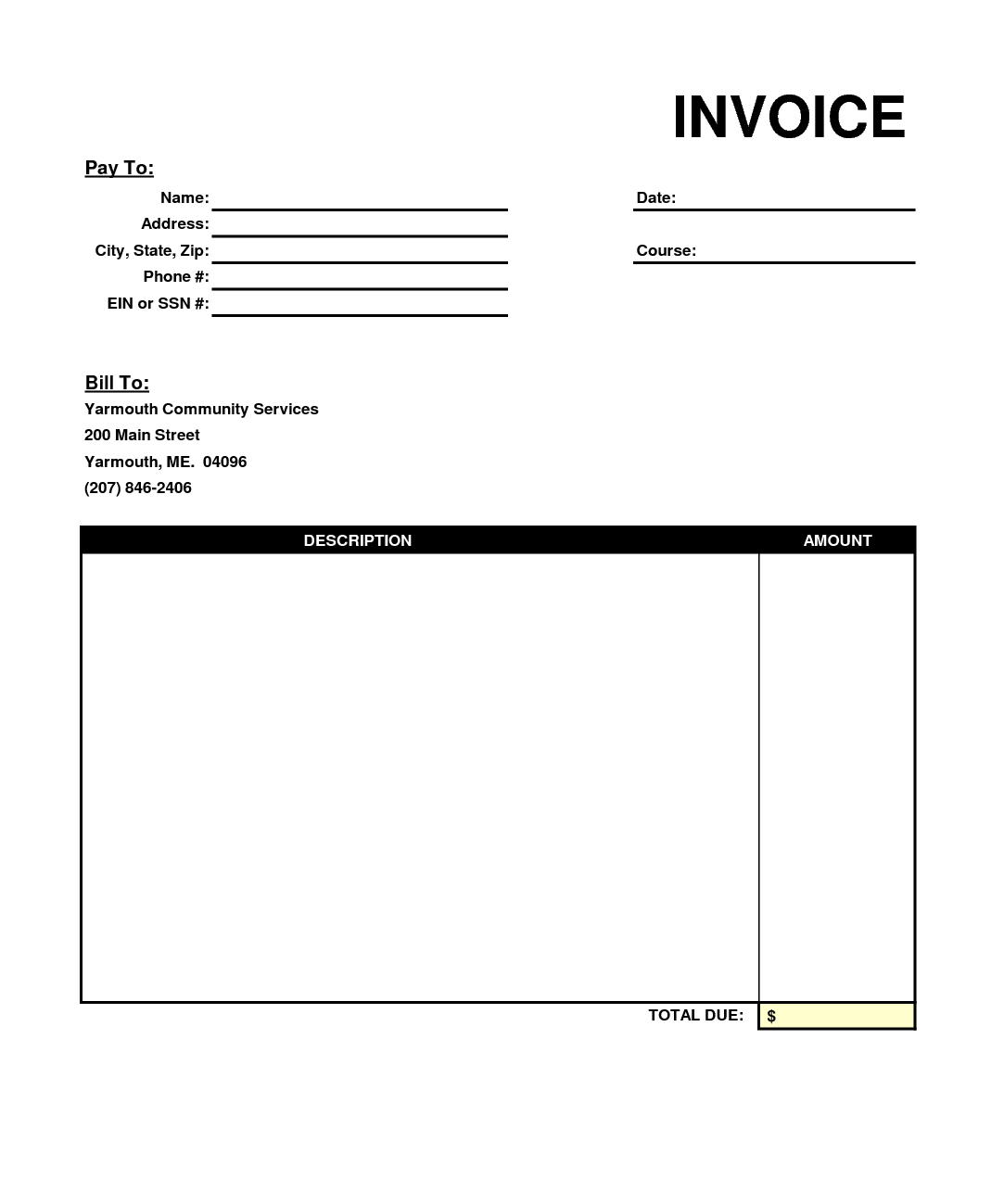 Free Printable Simple Invoice Form Printable Forms Free Online