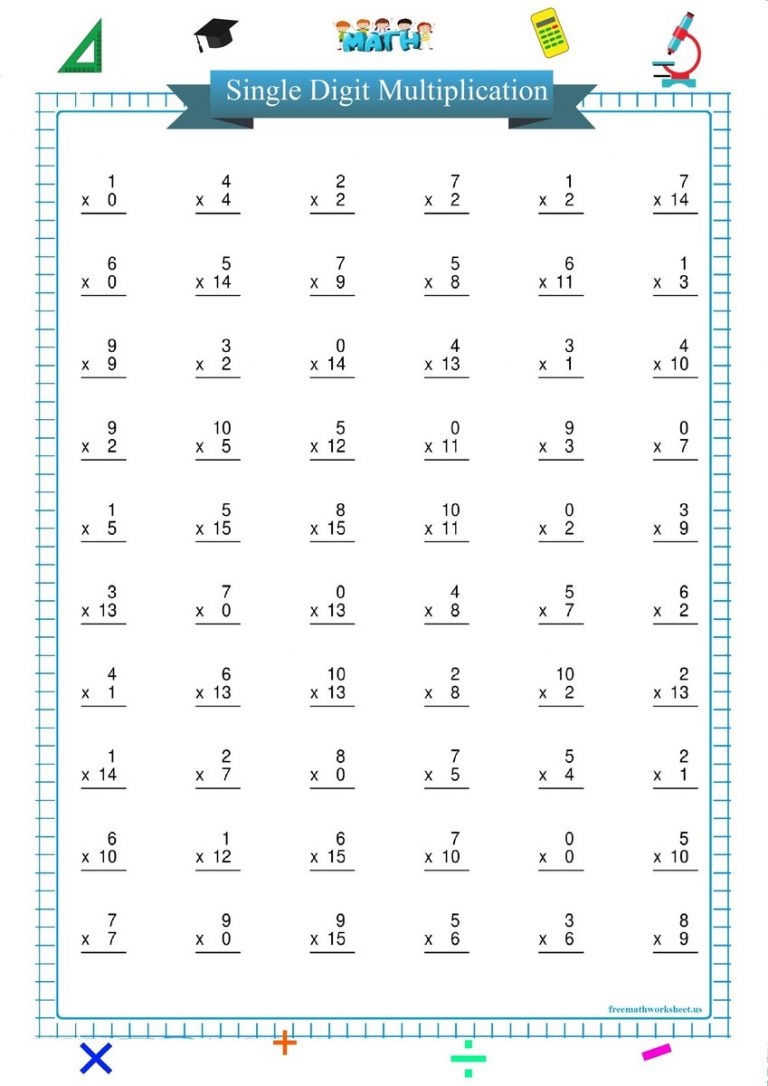 Free Printable Single Digit Multiplication Worksheets 