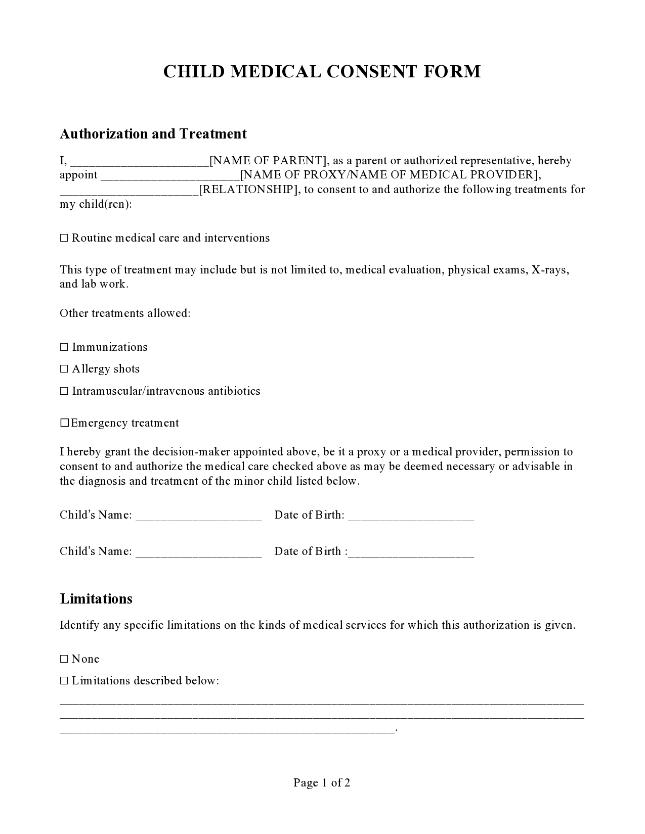 Free Printable Template Medical Consent Form Template Printable Forms 