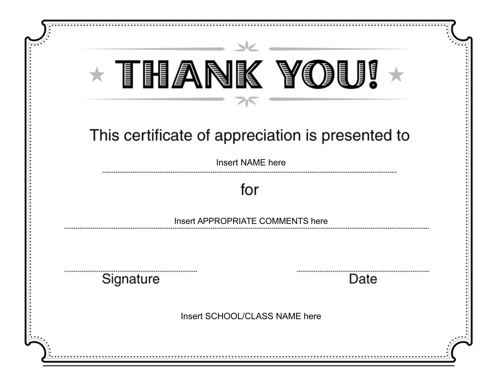Free Printable Thank You Certificates Template Printable Templates