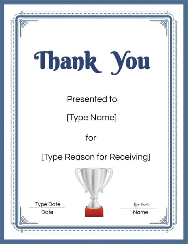 Printable Thank You Certificates