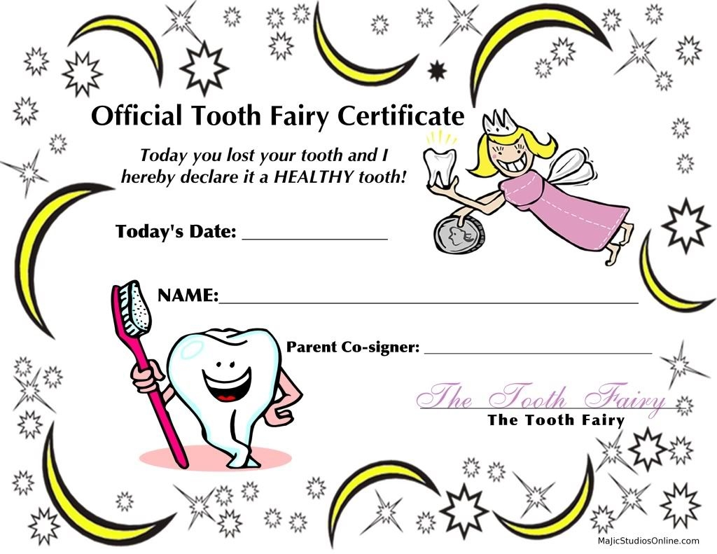 First Tooth Fairy Certificate: Free Printable