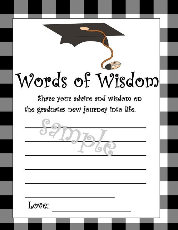 Free Printable Words Of Wisdom Cards Graduation
