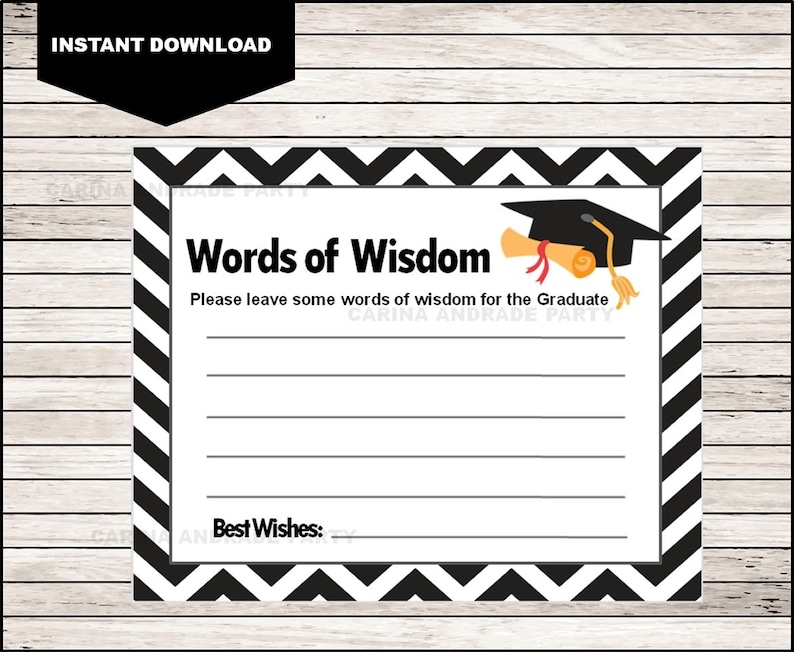 Free Printable Words Of Wisdom Cards Graduation