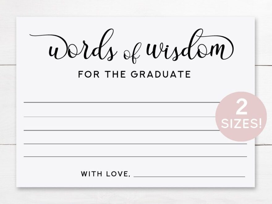 Free Printable Words Of Wisdom Cards Graduation