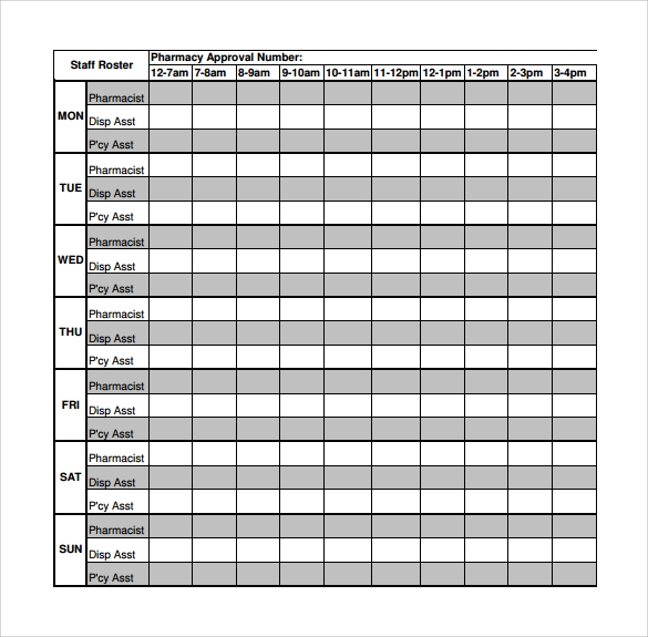 Free Roster Templates Printable