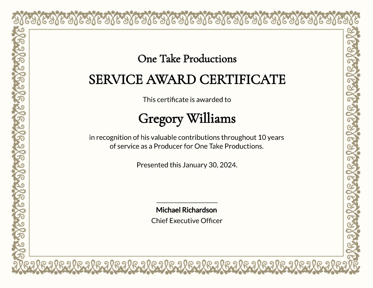 FREE Service Certificate Templates Examples Edit Online Download 