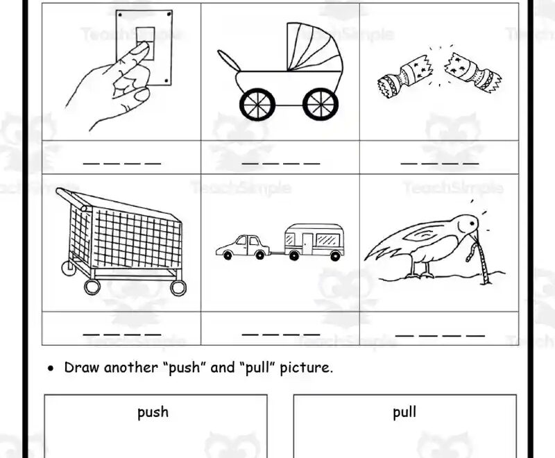 Fun Push And Pull Worksheets For Kindergarten Engaging Learning
