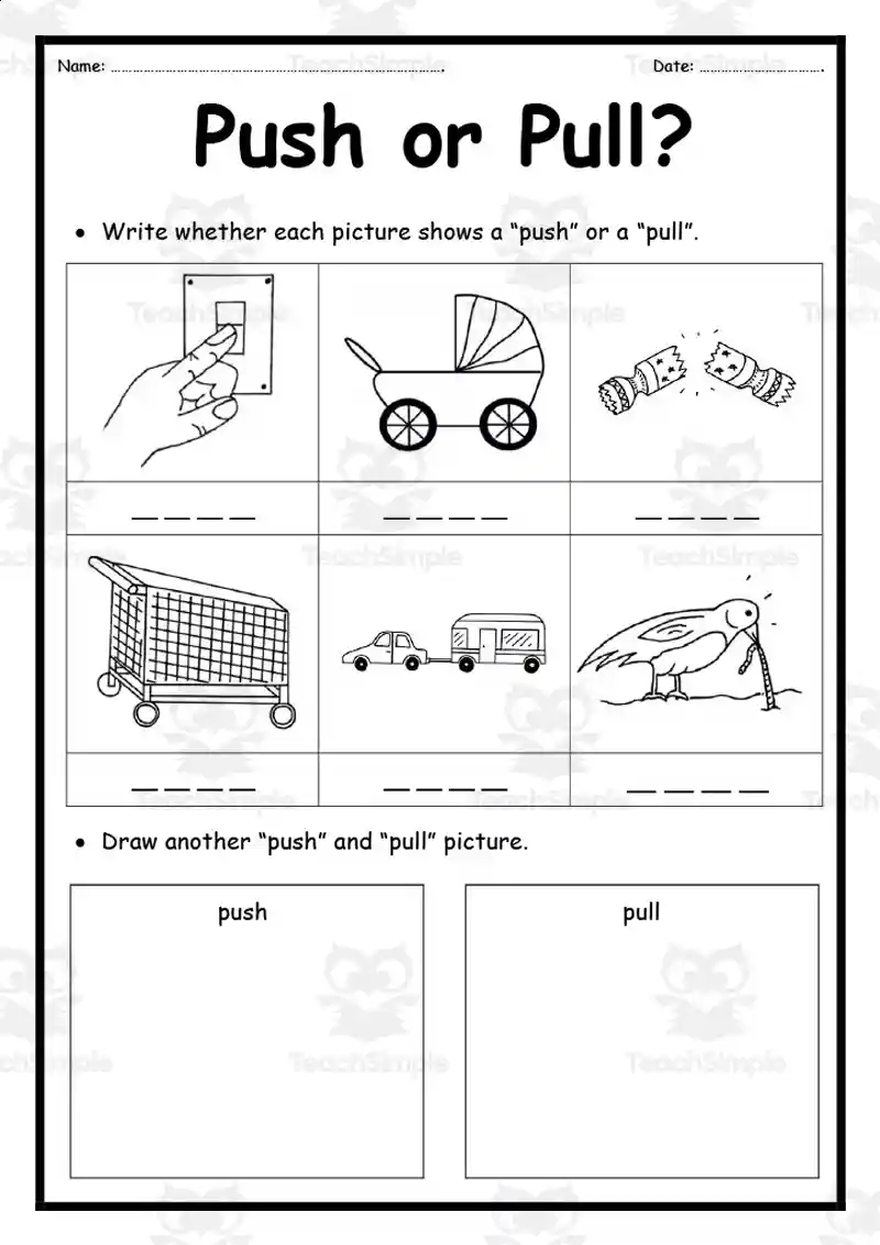 Fun Push And Pull Worksheets For Kindergarten Engaging Learning 