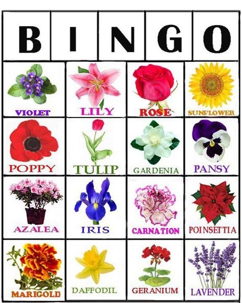 Free Printable Flower Bingo Cards