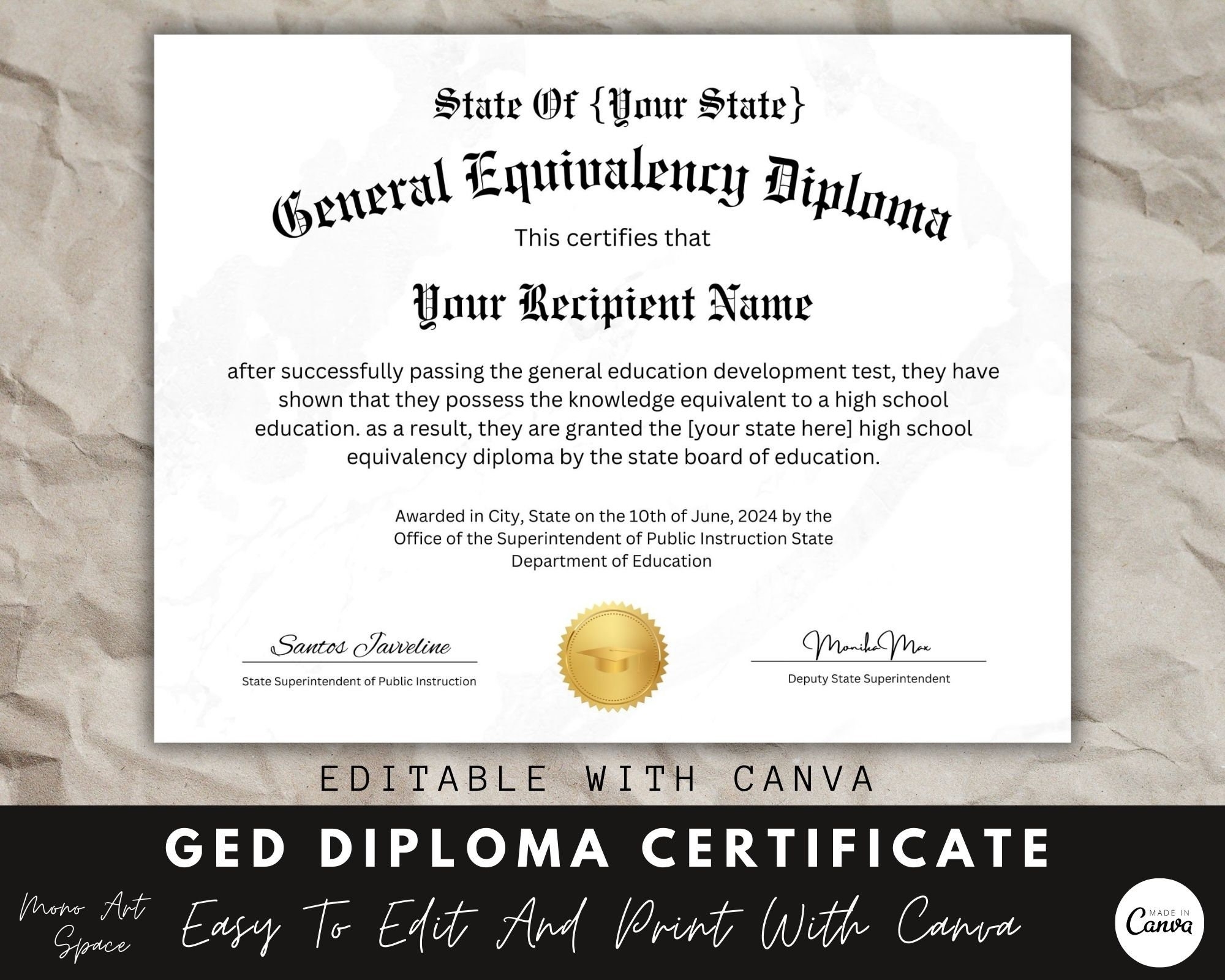Printable Ged Certificate Penns