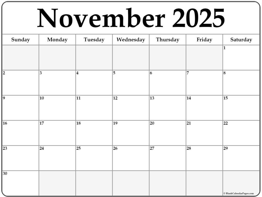 Get Ready For November 2025 Free Printable Calendars To Organize Your