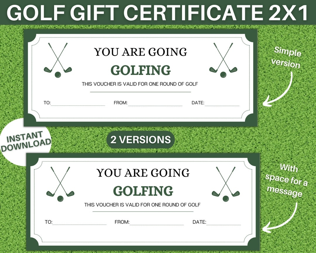 Golf Gift Certificate Printable Golfing Trip Voucher Editable Golf 