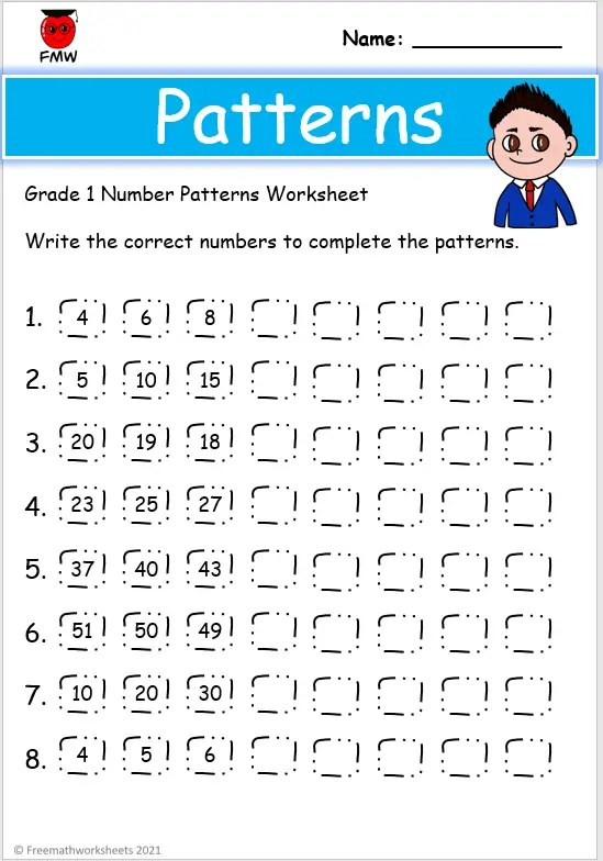 Printable Patterning Worksheets Grade 1