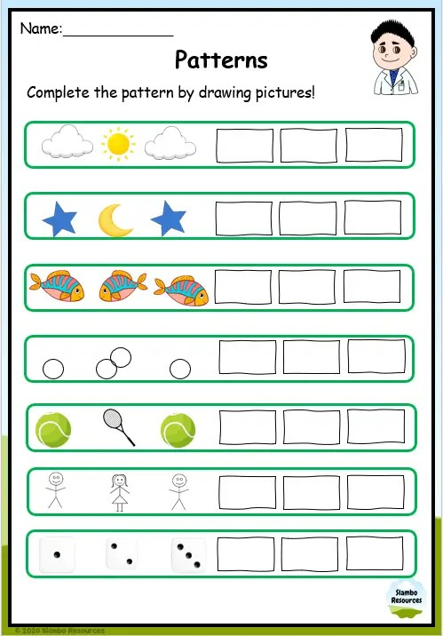 Grade 1 Pattern Worksheets Free Printables Math Worksheets 