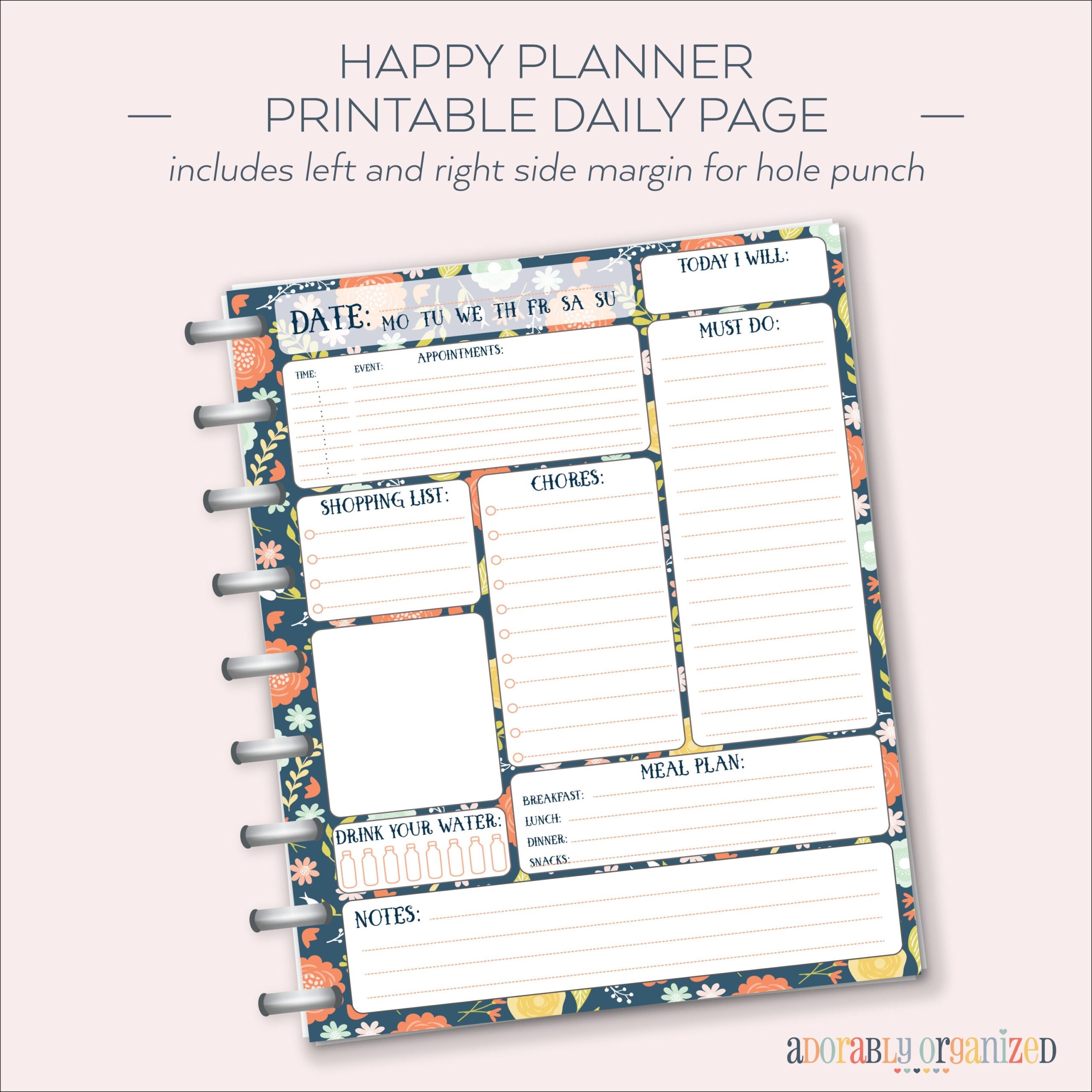 HAPPY PLANNER PRINTABLE Daily Planner Refills Inserts 7 X 9 25 