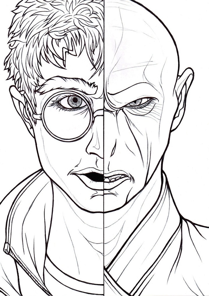 Harry Potter And Voldemort Face Coloring Page Free Printable Coloring 