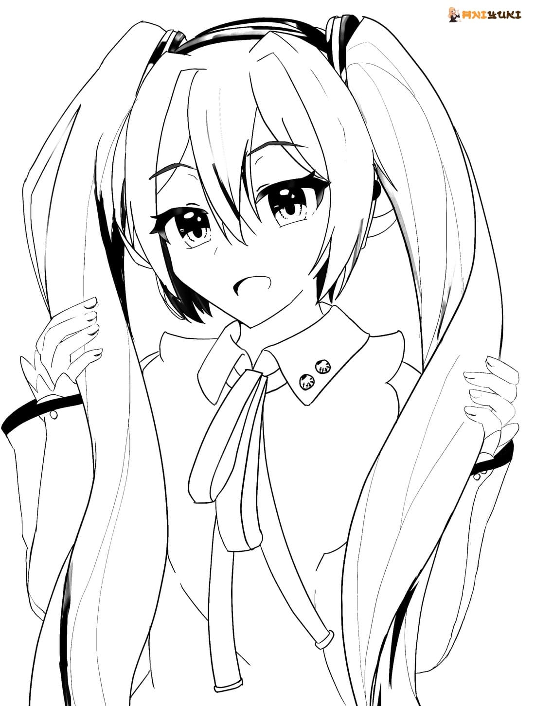 Large Hatsune Miku Printable Coloring Sheets