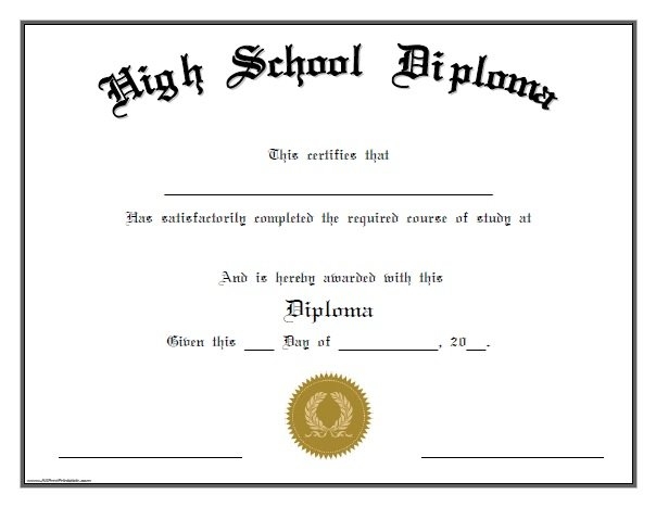High School Diploma Free Printable