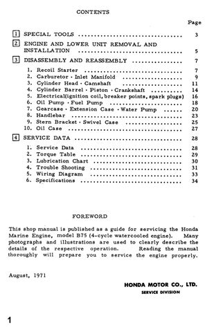 Free Printable Honda B75 Service Manual
