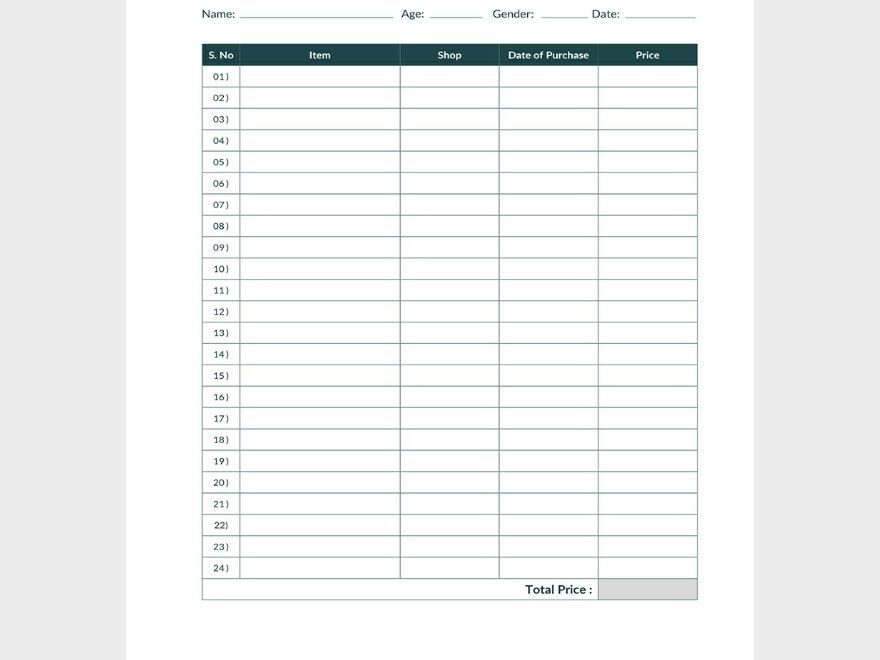 Inventory Templates Format Free Download Template
