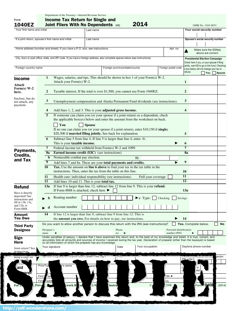 Irs Form 1040 Ez 2025 Angela G Powell