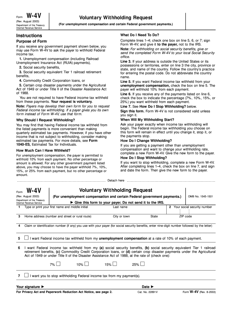 Printable Irs Form W-4v