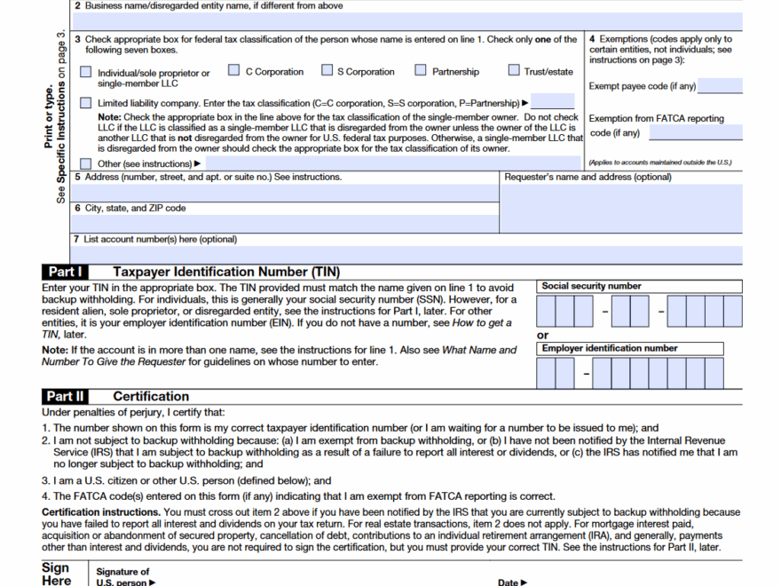 Irs Form W9 Printable Printable Free Templates