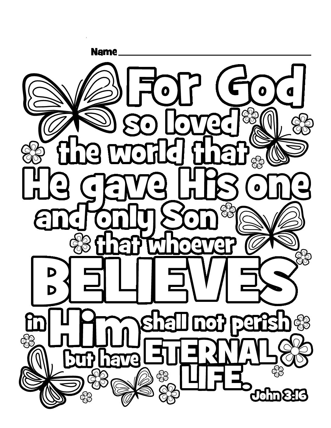 John 3:16 Printable Coloring Book