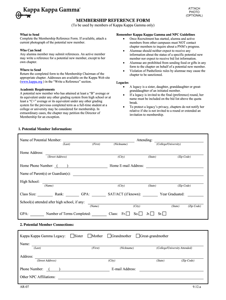 Kappa Kappa Gamma Rec Form Printable Printable Forms Free Online