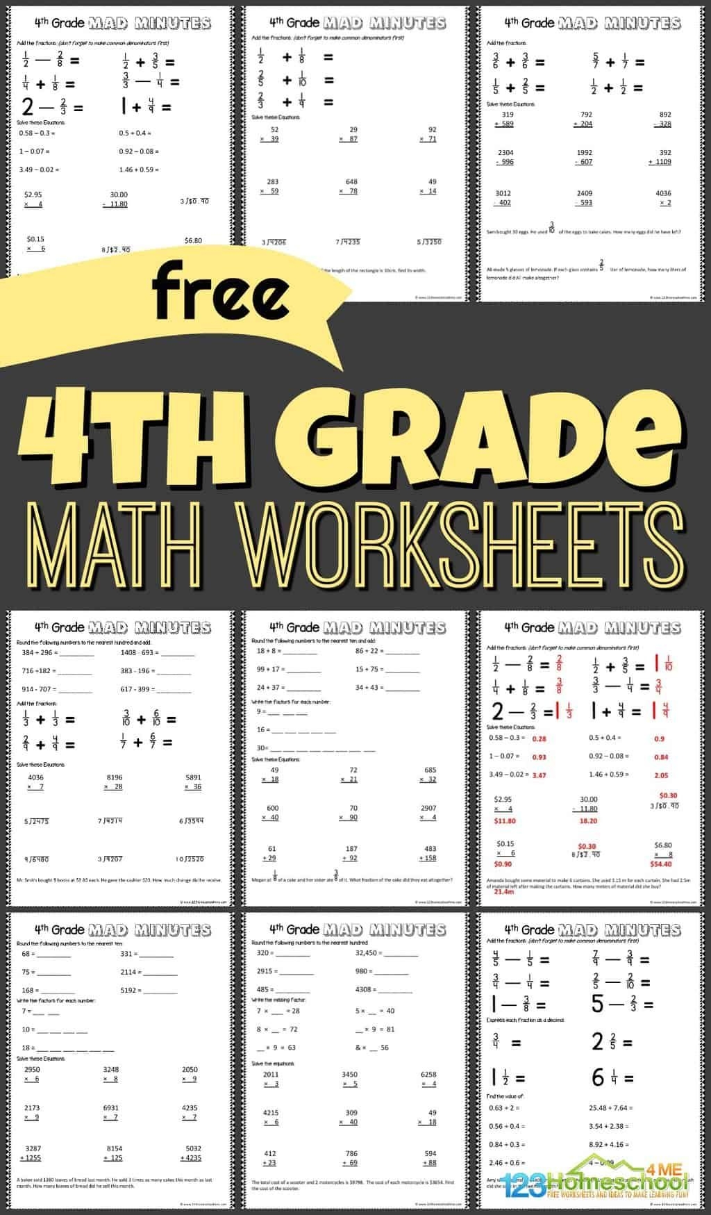 Kids 4th Grade Worksheets