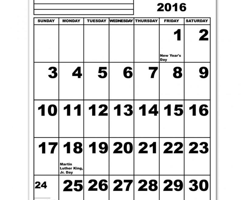 Large Printable Calendars